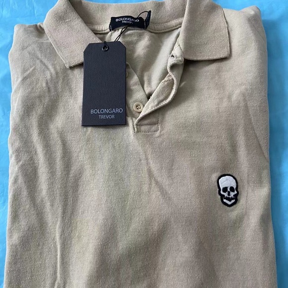Men’s Bolongaro Trevor Skull Embroidery Stone Polo Size Medium - Picture 3 of 3